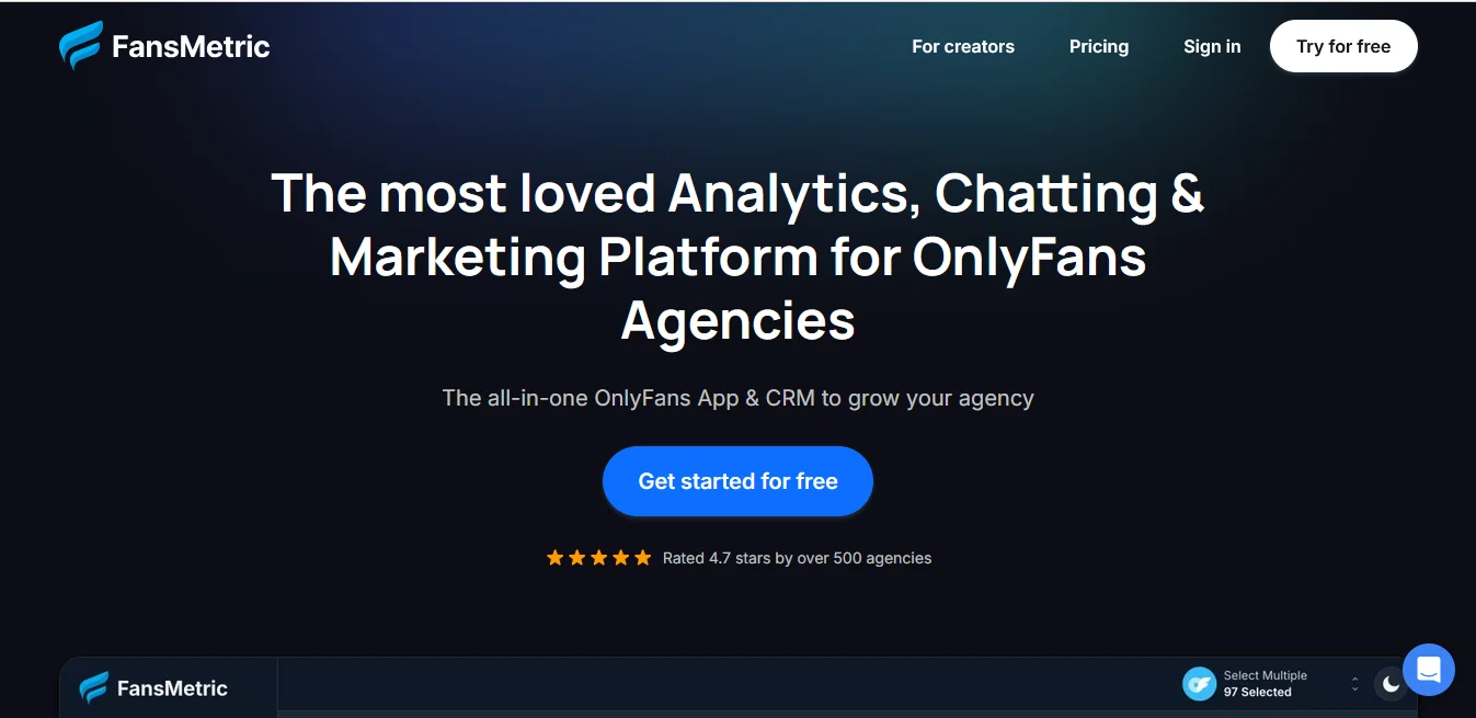 Иллюстрация 1 к материалу «Обзор FansMetric, CRM для OnlyFans-агентств»
