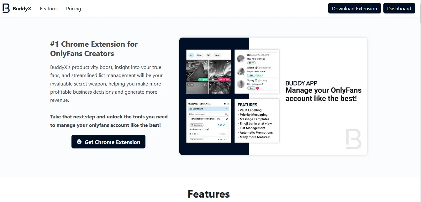 Иллюстрация 1 к материалу «Обзор и отзыв на BuddyX, CRM для OnlyFans через Chrome Расширение»