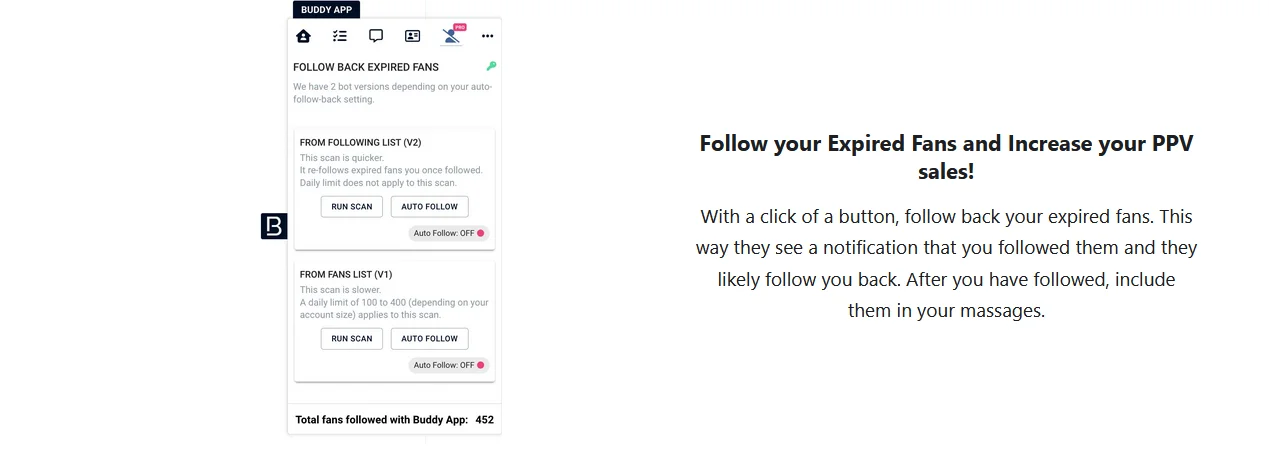 Иллюстрация 5 к материалу «Обзор и отзыв на BuddyX, CRM для OnlyFans через Chrome Расширение»
